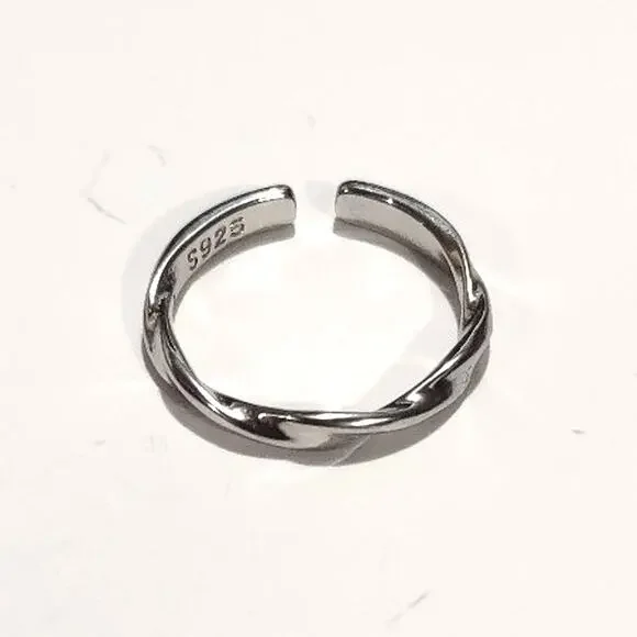 S925 Sterling Silver Twisted Swirl Ring Jewelry Christmas Birthday Valentines